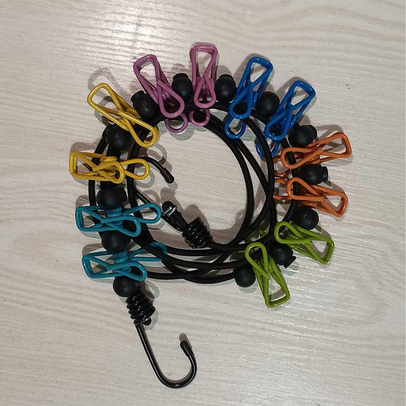 Putni konop za odjeću na uvlačenje Elastičan konop za odjeću Uže s 12 kopči Uže za sušenje odjeće Putni konop za odjeću za odmor u dvorištu