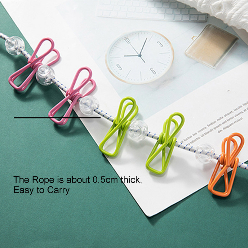 Putni konop za odjeću na uvlačenje Elastičan konop za odjeću Uže s 12 kopči Uže za sušenje odjeće Putni konop za odjeću za odmor u dvorištu