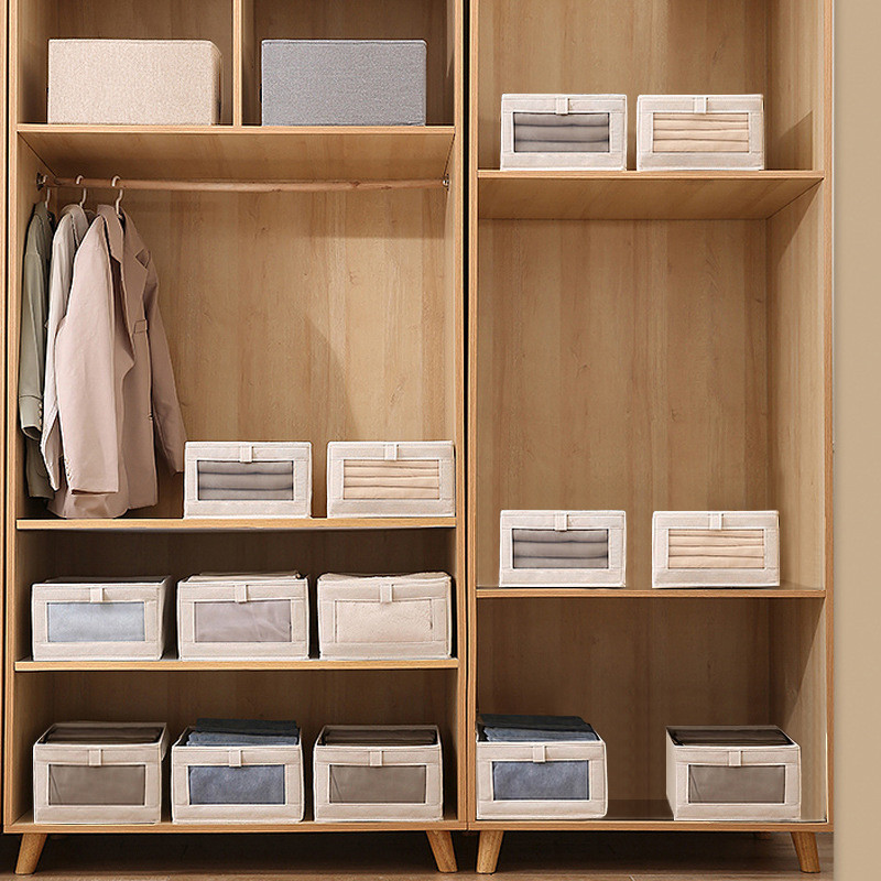 Nähtavad garderoobi hoiuruumid riiete T-särkide hoidmiseks Artefaktid Teksad Aluspesu Püksid Korralduskarp kapisahtli jaoks