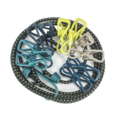 Konop za rublje od 180 cm s 12 kopči Višenamjenski konop za sušenje odjeće s vješalicom Čelične kvačice za konop za odjeću Prijenosni kućni konop za rublje