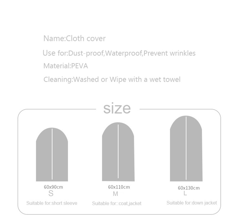 Apģērba auduma putekļu necaurlaidīgs pārvalks ar rāvējslēdzēju Apģērbu uzglabāšanas maiss Organizators Ūdensnecaurlaidīgs apģērbs Kleita Ārējais putekļu futrālis