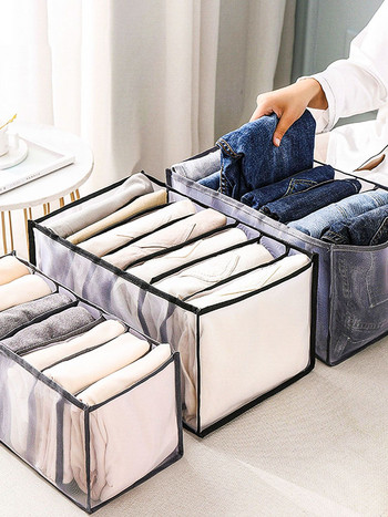 Кутии за съхранение с отделения Гардероби за дънки Кутии за разделители Подреждащи се панталони Разделители за чекмеджета Миещи се домашни кутии за съхранение