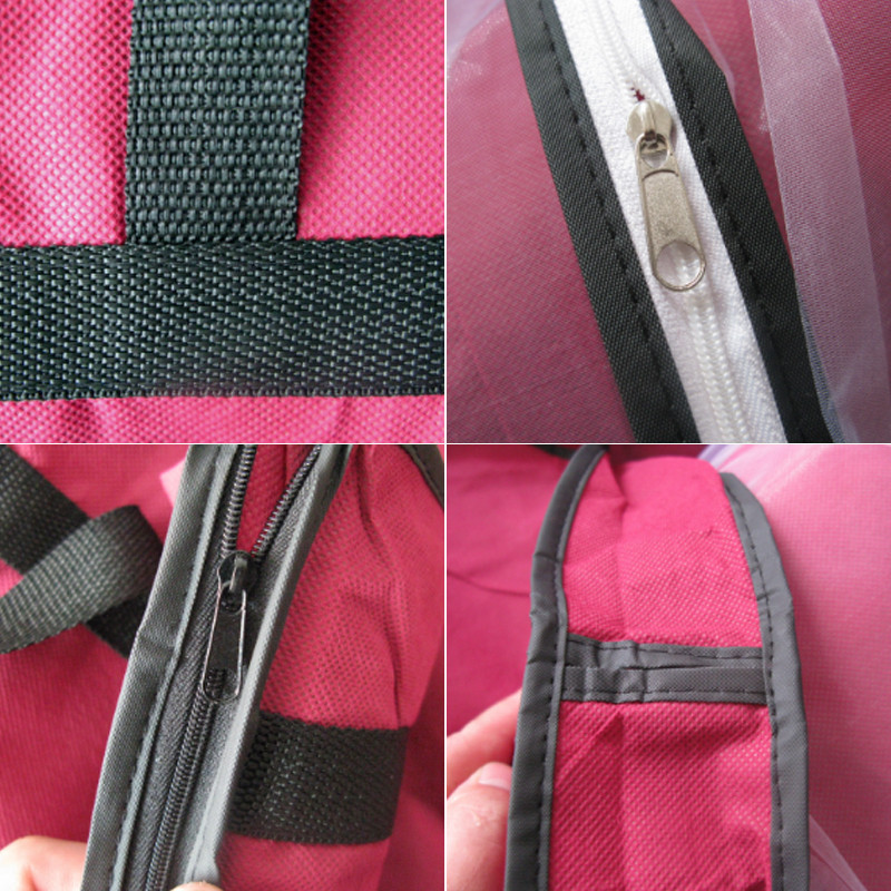 Neausta kāzu kleita, putekļu pārklājs, apģērbu uzglabāšanas soma, salokāma divējāda lietojuma rokassomiņa.