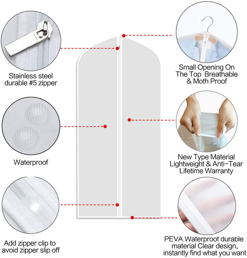 Vruća odjeća Navlaka za prašinu Viseći odjevni predmet Haljina Odjeća Odijelo Vreće za pohranu kaputa Prozirna garderoba Torba za odjeću koja se može prati