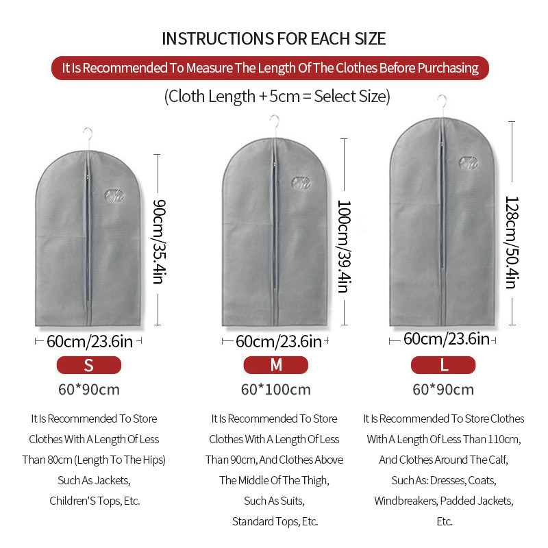 Lausriidest rõivakott Rippuvad riided Tolmukaitse Mantel Ülikond Kleit Säilituskott Riietus Kaitse Garderoobi Korraldaja Kleidersack