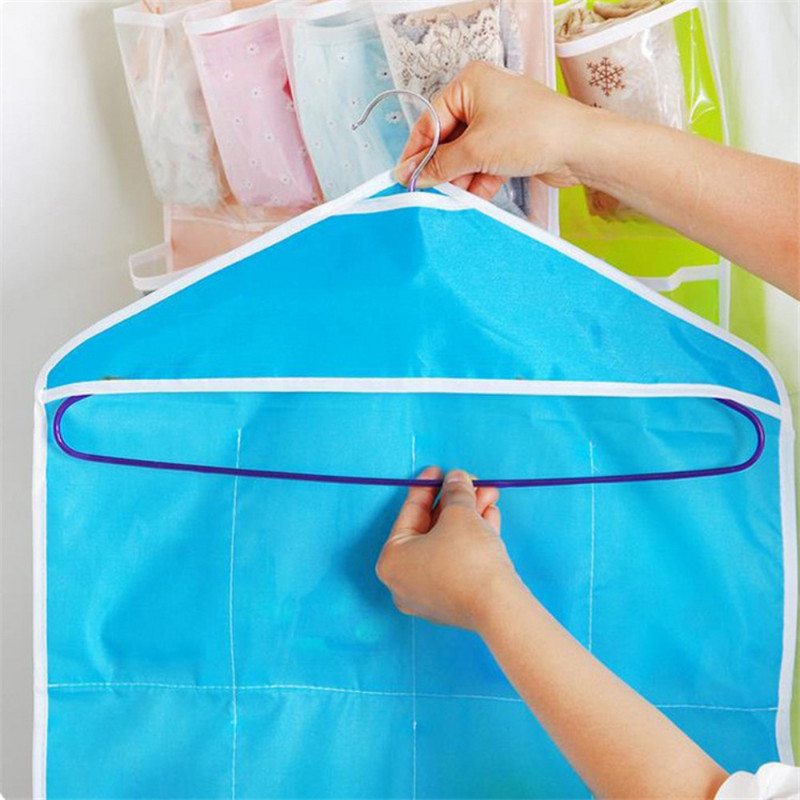 16 kabatas Zeķes Pakaramais Glabāšanas Apakšveļa 16 Režģi Garderobes iekarināmais Organizators Piekarināmais Soma Salokāms Apģērbu Skapis Pakaramais