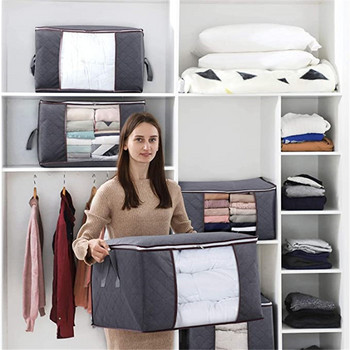 Сгъваем гардероб Органайзер Чанти за съхранение на дрехи Одеяла Съхранение с прозрачен прозорец, подсилена дръжка и здрав цип