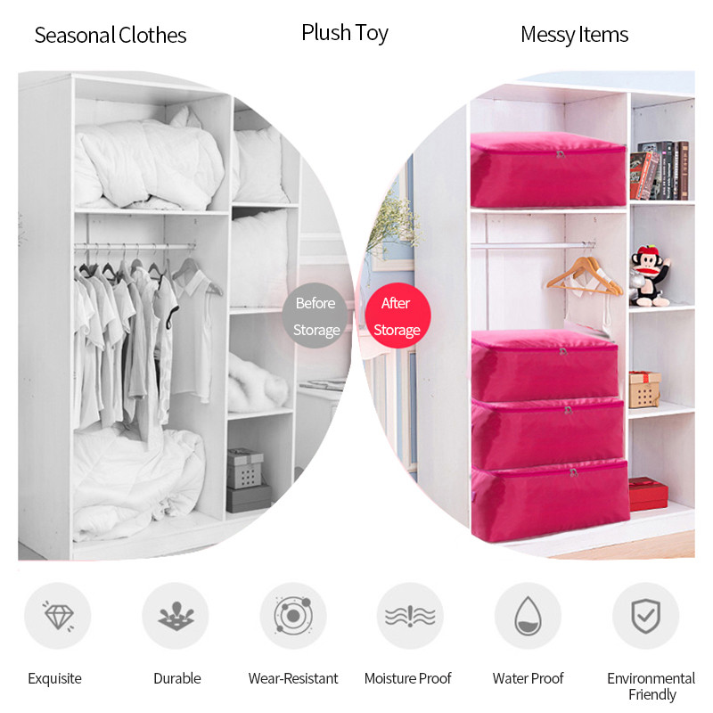 Oksfordas apģērbu glabāšanas soma Mitrumizturīgs segas organizators Lielizmēra sega segas uzglabāšanas somas Putekļu necaurlaidīgs drēbju skapja organizators S-XL