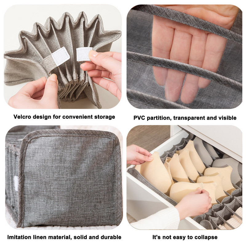 Sklopiva kutija za pohranu kompresijskog donjeg rublja Grudnjak Gaćice Čarape Kutija za pohranu Čarape Grudnjak Gaćice Odjeljci Organizator za pohranu
