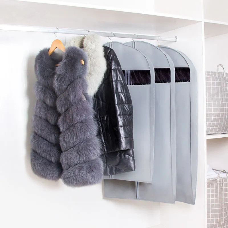 Elpojošs neausto stereoapģērbu putekļu pārsegs mājas drēbju skapis mētelis vienkrāsains putekļu necaurlaidīgs piekarināms maiss dūnu jakas uzglabāšanai