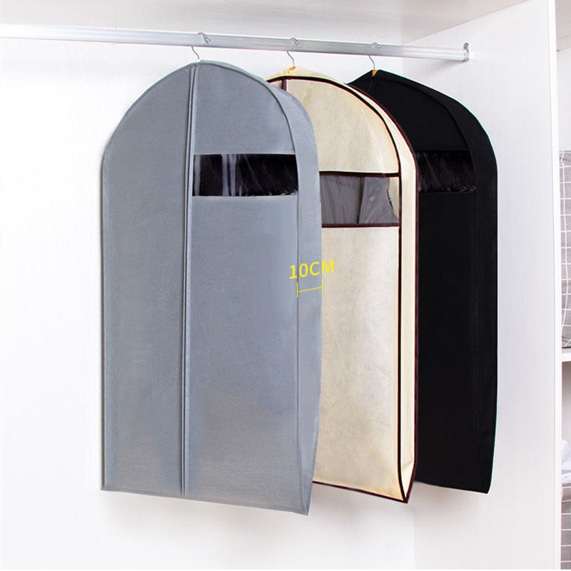 Elpojošs neausto stereoapģērbu putekļu pārsegs mājas drēbju skapis mētelis vienkrāsains putekļu necaurlaidīgs piekarināms maiss dūnu jakas uzglabāšanai