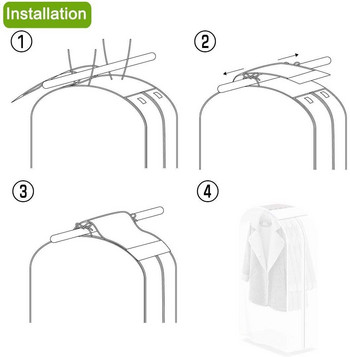 Облекло Калъф за дрехи Протектор Прахоустойчиво съхранение Водоустойчив костюм Палто Дрехи Чанта за съхранение на прах Висящ органайзер Гардероб
