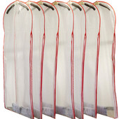 Kāzu kāzu kleitu kleitas Piekarināmas apģērba soma Organza apģērba pārvalks Red Edge ceļojumu apģērbu uzglabāšanas soma izlaiduma vakarkleitiem