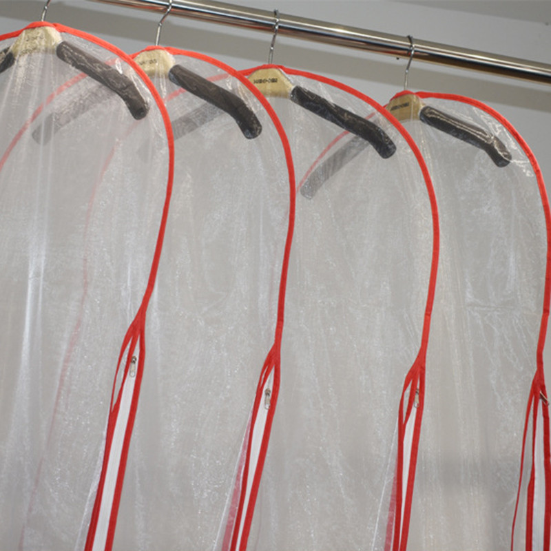 Kāzu kāzu kleitu kleitas Piekarināmas apģērba soma Organza apģērba pārvalks Red Edge ceļojumu apģērbu uzglabāšanas soma izlaiduma vakarkleitiem