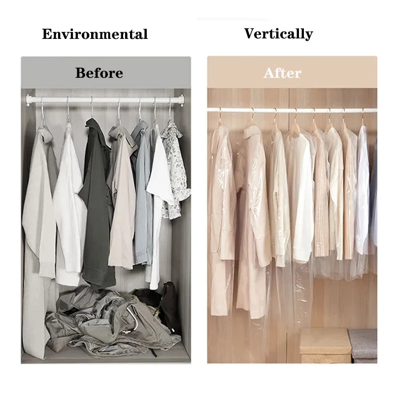 5GAB Putekļu necaurlaidīgs aizsargpārklājs Apģērbu somas Glabāšana Caurspīdīga glabātuve apģērba tērpam Kleita Putekļu necaurlaidīgs Putekļu aizsargs 50X75cm