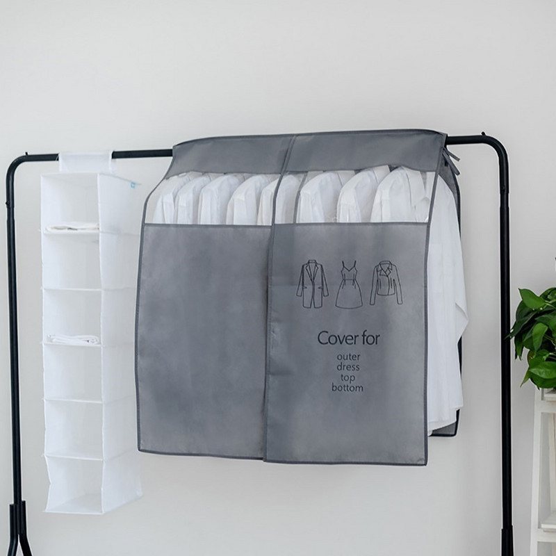 Pārvalki drēbēm Putekļu pārsegs Neausts audums Redzams Caurspīdīgs logs Apģērba uzvalks Krekls Mētelis Garderobes organizators Uzglabāšanas soma