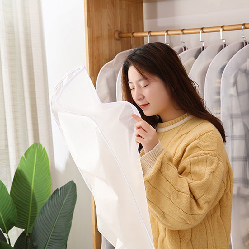 Liels drēbju putekļu pārsegs Caurspīdīgs skapis piekarināms soma uzvalks dūnu jaka Glabāšana piekarināma soma Mitrumizturīga apdares soma