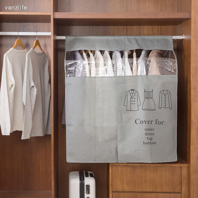 vanzlife Neausts mētelis putekļu necaurlaidīgs pārvalks Mājsaimniecības piekarināmais mētelis Apģērbs Pārvalks uzvalki kabatas Uzglabāšanas somas skapja organizators