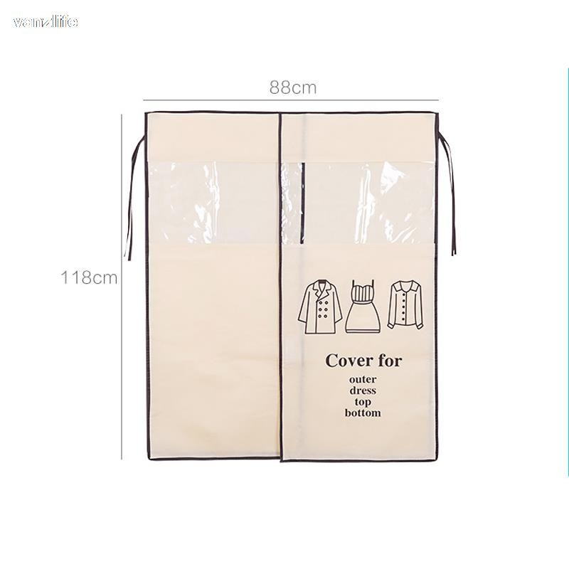 vanzlife Neausts mētelis putekļu necaurlaidīgs pārvalks Mājsaimniecības piekarināmais mētelis Apģērbs Pārvalks uzvalki kabatas Uzglabāšanas somas skapja organizators