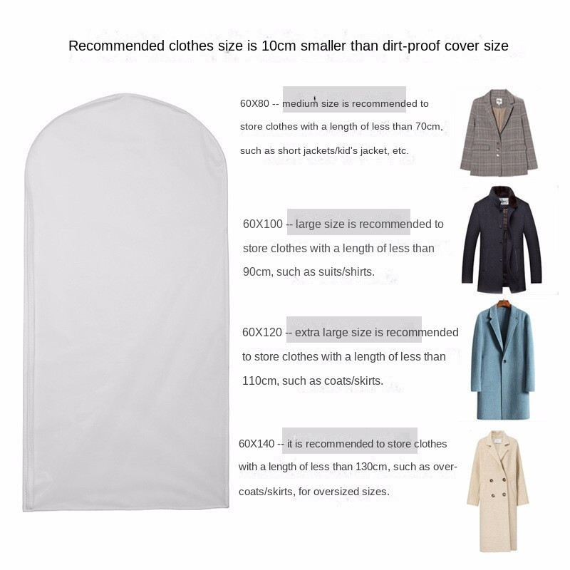 Prozirne torbe za odjeću Navlaka za prašinu Kaput Haljina Odijelo Zatvarač Zatvarač Vješanje Skladištenje odjeće Ormar Organizator