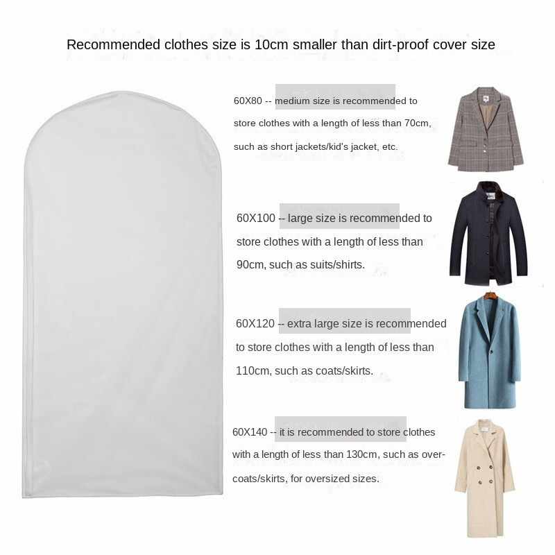 Prozirne torbe za odjeću Navlaka za prašinu Kaput Haljina Odijelo Zatvarač Zatvarač Vješanje Skladištenje odjeće Ormar Organizator