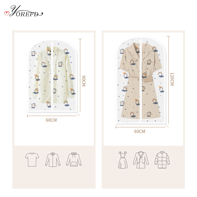 OYOREFD torba za odijelo sa slatkim crtićima, prozirna torba za odijelo s printom, vodootporna odjeća, navlake za prašinu, organizator za pohranu garderobe