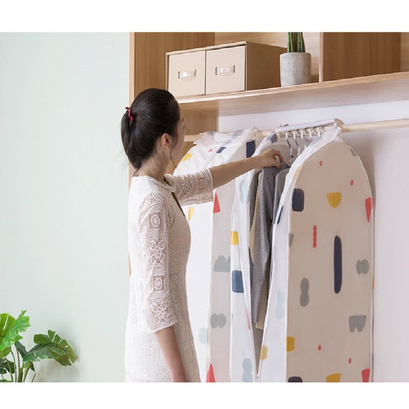 Putekļu pārsegs lielākam apģērbam Ģeometrisks ziedu raksta mētelis, mājsaimniecības piekarināms kabats Putekļu necaurlaidīgs, mitrumizturīgs, elpojošs futrālis