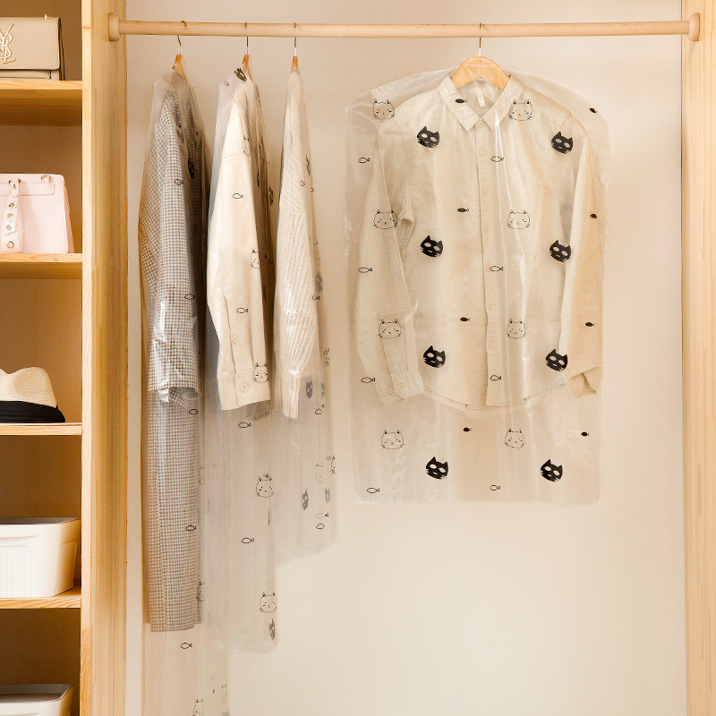 5gab. Drēbju putekļu pārsegs Sabiezināts plastmasas putekļu uzvalka maisiņš Ūdensizturīgs vienreizējās lietošanas apģērbu somas Garderobes skapis Piekarināms auduma mētelis Putekļu aizsargs