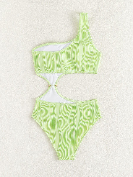 Ženski jednodijelni kupaći kostim s izrezima zelene boje