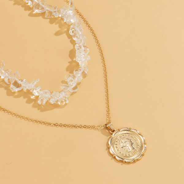 Dvoredna ženska ogrlica zlatne boje