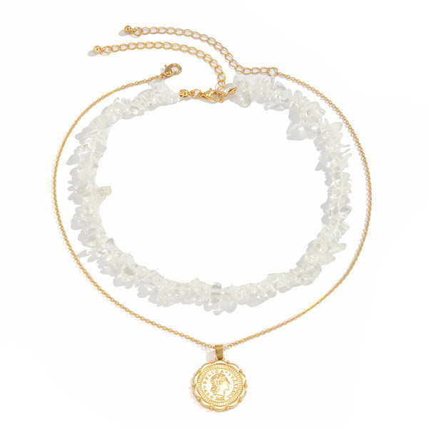 Dvoredna ženska ogrlica zlatne boje