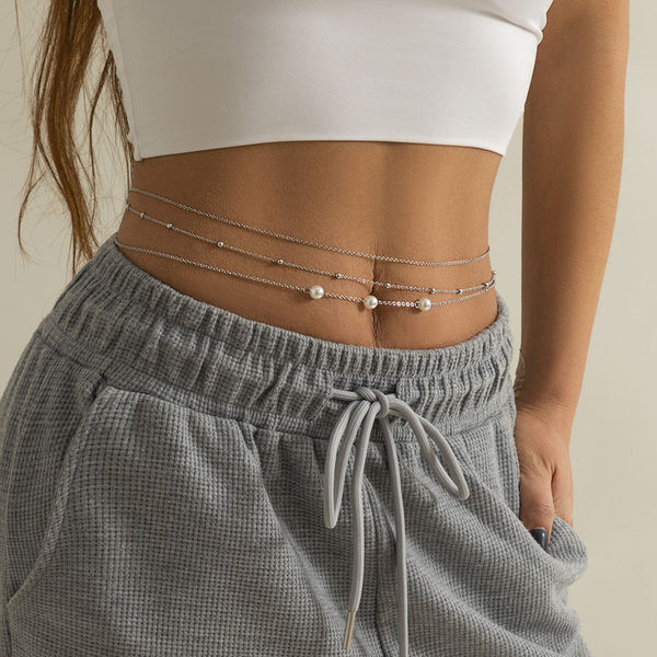 Modes sieviešu vidukļa rotaslietas ar pērlēm