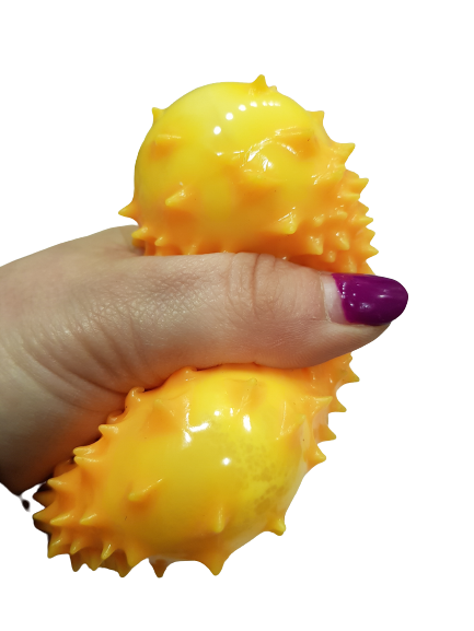 Играчка Squishy, Дуриан, Сензорна, Оранжев, 9 см