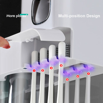 Комплект аксесоари за баня Магнитна адсорбция Обърнат държач за четка за зъби Автоматичен дозатор за паста за зъби Изстисквачка Поставка за съхранение