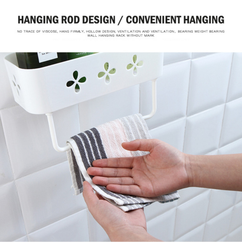 Neperforirani stalak za ručnike Kupaonski plastični zidni kozmetički šampon Držač za gel za tuširanje Organizator Kuhinjske police
