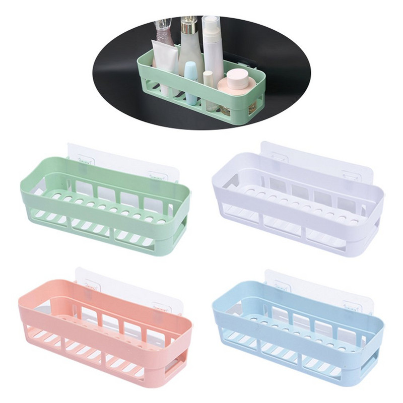 Plastmasas dzelzs sienas plaukta turētājs pie sienas stiprinājuma vannas istabas plaukts virtuves piekarināmais grozs glabāšana mājsaimniecības sienas plaukta organizators