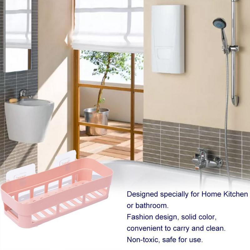 Plastmasas dzelzs sienas plaukta turētājs pie sienas stiprinājuma vannas istabas plaukts virtuves piekarināmais grozs glabāšana mājsaimniecības sienas plaukta organizators