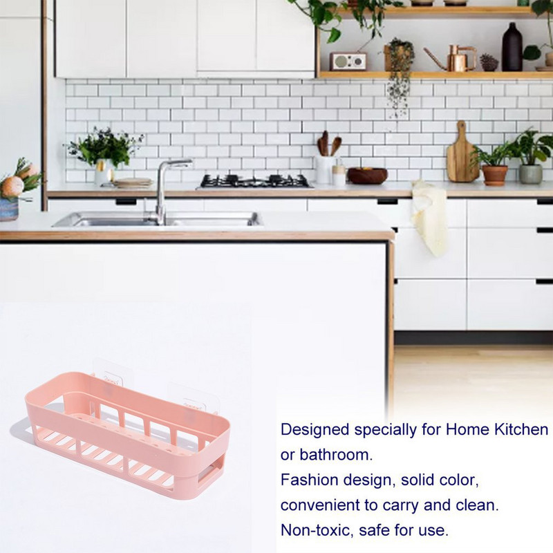 Plastmasas dzelzs sienas plaukta turētājs pie sienas stiprinājuma vannas istabas plaukts virtuves piekarināmais grozs glabāšana mājsaimniecības sienas plaukta organizators