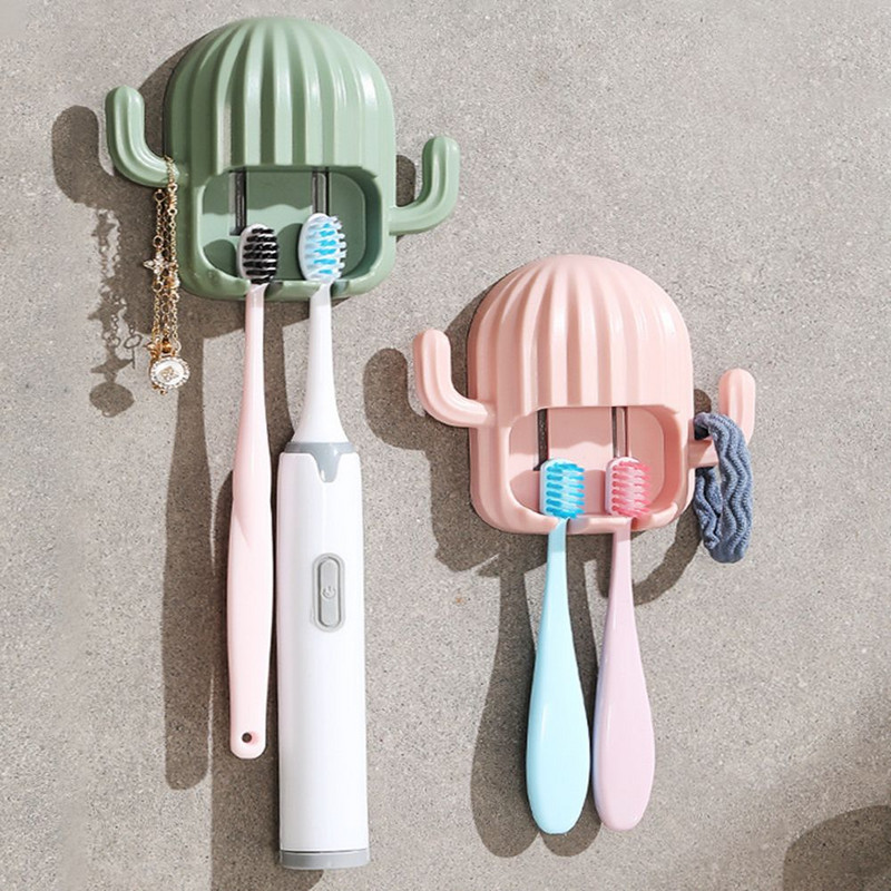 Držač četkice za zube Zid za kućanstvo Samoljepljivi bešavni stalak za pohranu kaktusa Organizator za brijanje Polica za odvod Kupaonski pribor