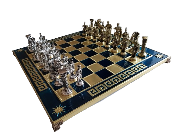 Шах Ahelos, Римляни, Метален, Синя дъска, 45х45 см.