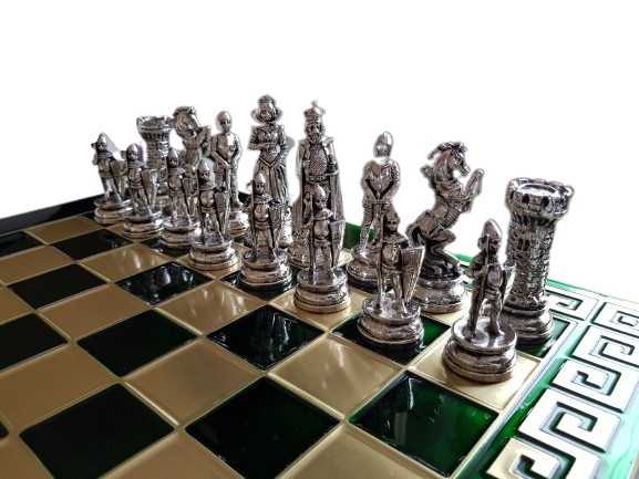 Шах Ahelos, Камелот, Метален, Зелена дъска, 45х45 См.