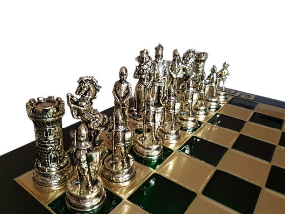 Шах Ahelos, Камелот, Метален, Зелена дъска, 45х45 См.