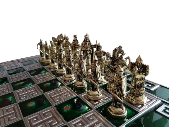 Шах Ahelos, Кръстоносци, Метален, Зелена дъска, 45х45 См.