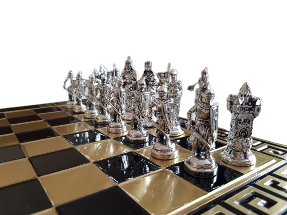 Шах Ahelos, Кръстоносци, Метален, Черна дъска, 45х45 См.