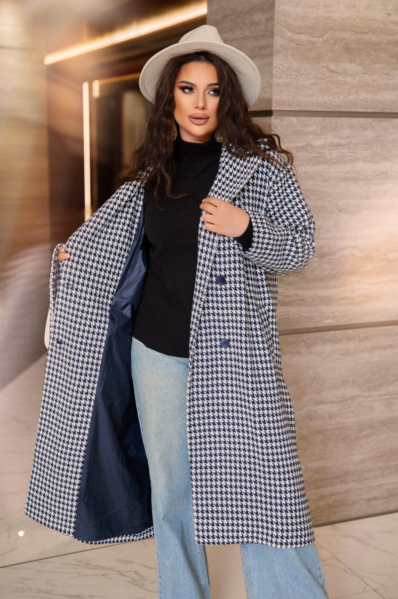 Палто от еко кашмир на каре