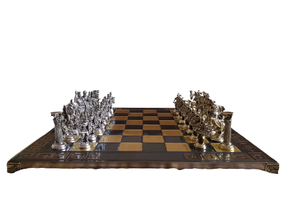 Шах Ahelos, Римски, Метален, Кафява дъска, 45х45