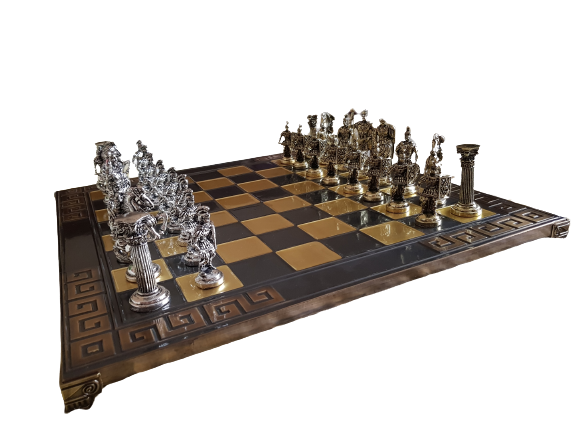 Шах Ahelos, Римски, Метален, Кафява дъска, 45х45