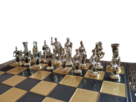 Шах Ahelos, Римски, Метален, Кафява дъска, 45х45