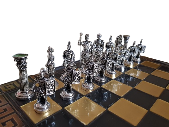 Шах Ahelos, Римски, Метален, Кафява дъска, 45х45