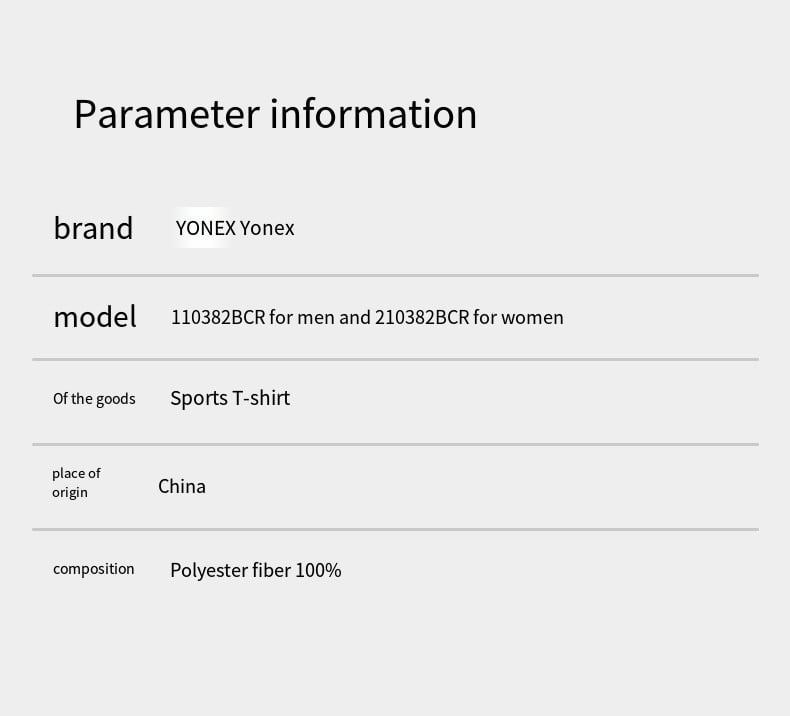Yonex tenisz sport Jersey sportruházat sportruházat tollaslabda ruházat 2022 rövid ujjú póló férfi női 110382BCR